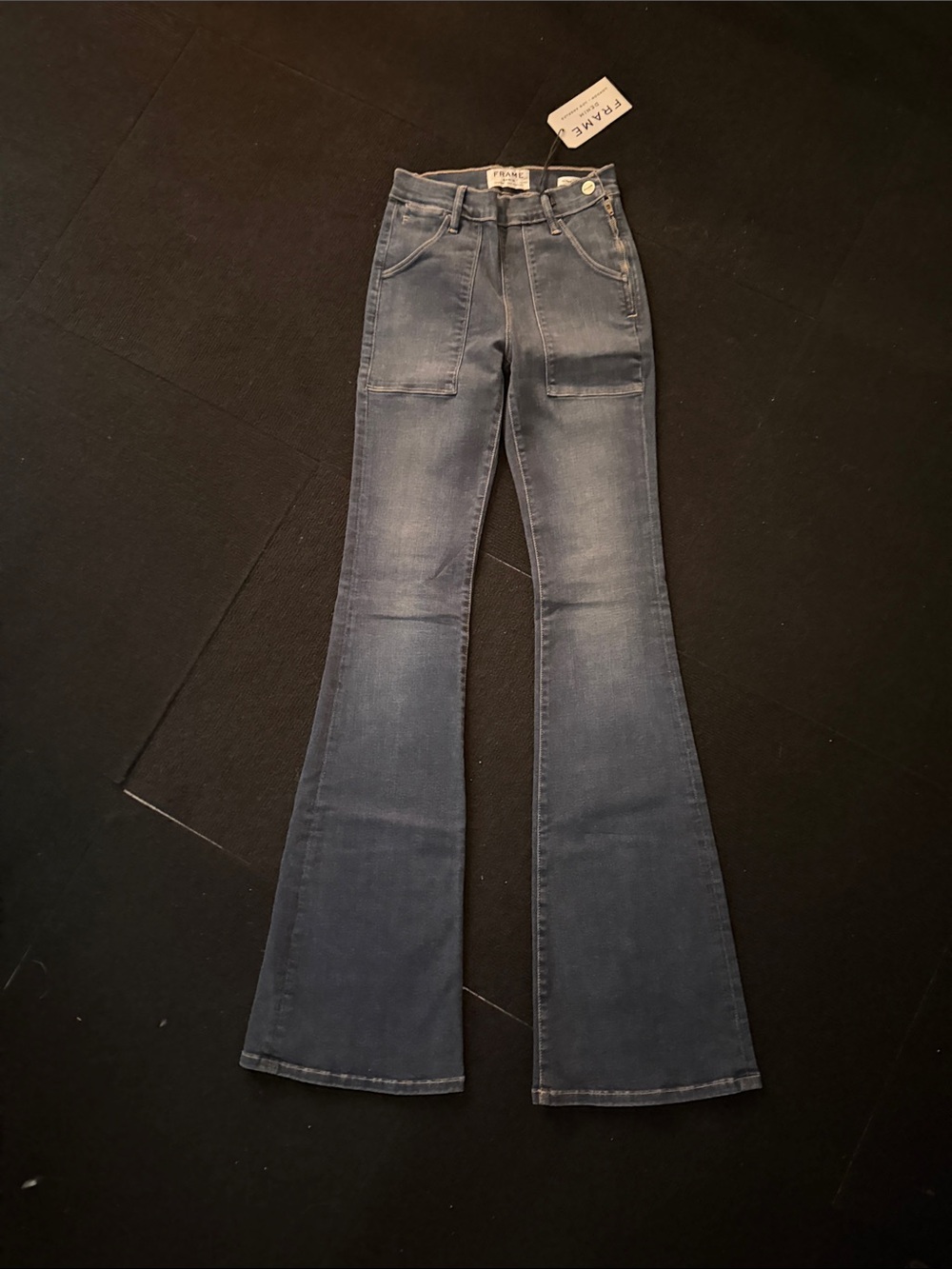 Frame Denim Blue Flared Wide-Leg Jeans